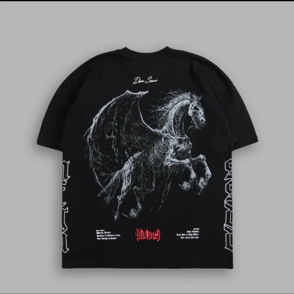 DARC SPORT VALHALLA XXL PEGASUS "SIDE BY SIDE" OVERSIZED TEE IN BLACK